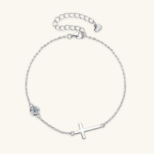 0.30 CT Cross Round Cut Diamond Bracelet (Silver)